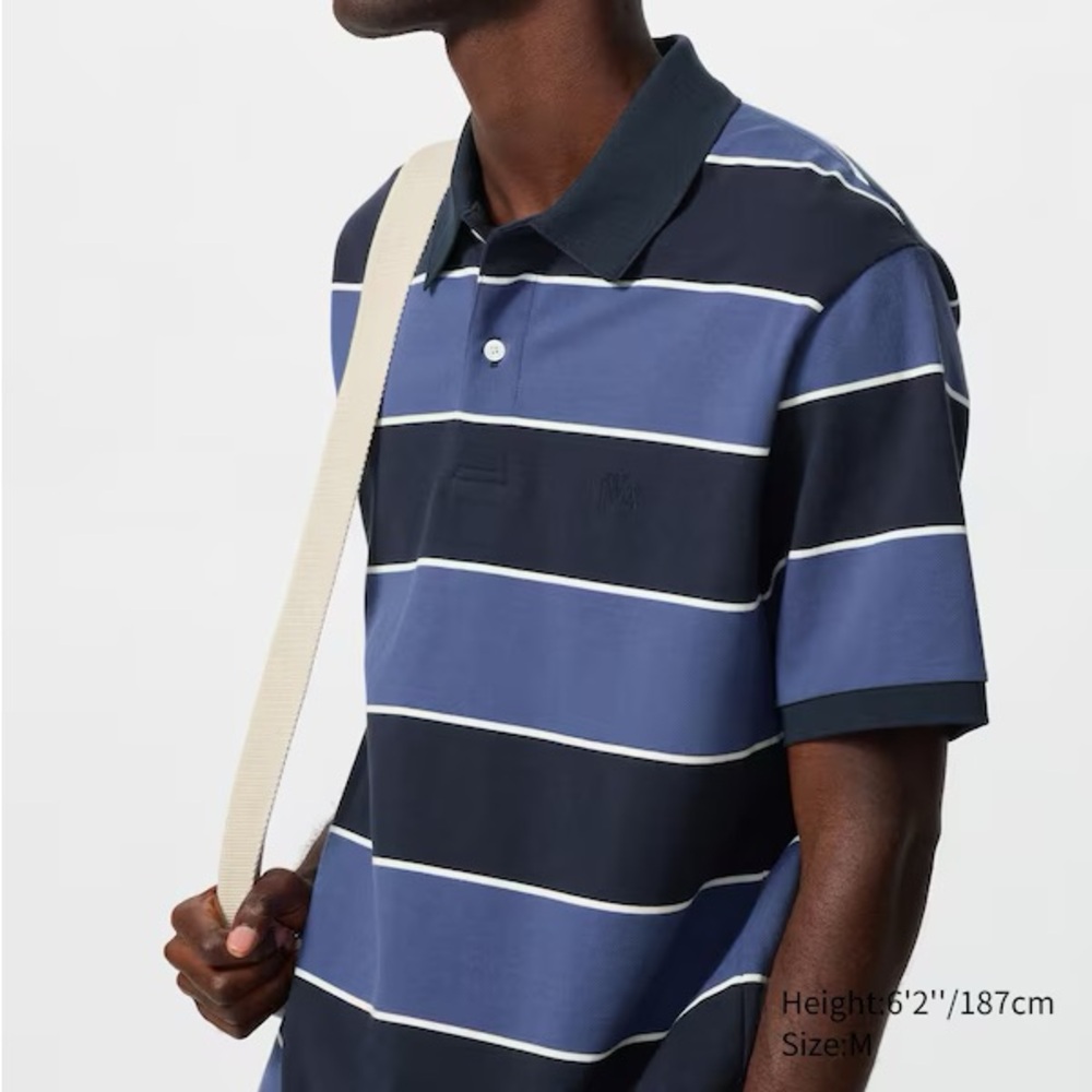 JW ANDERSON X UNIQLO
 Blue and White Striped Polo Shirt